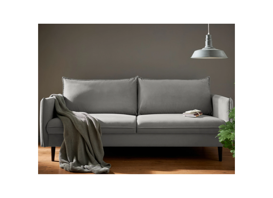 Welurowa sofa trzyosobowa Verto szara – ponadczasowy wybór do każdego wnętrza 2