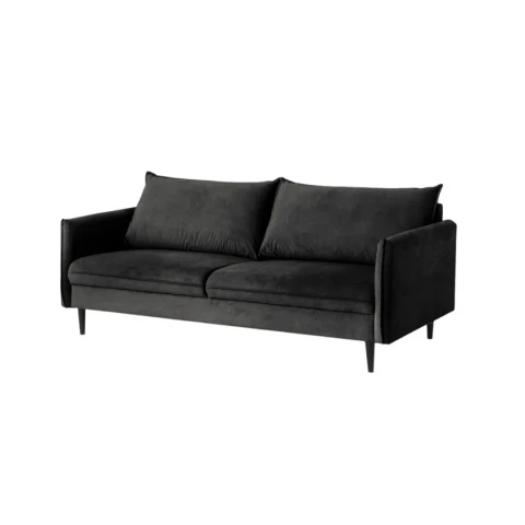 Czarna sofa trzyosobowa Verto – elegancka i wygodna, welurowa tapicerka