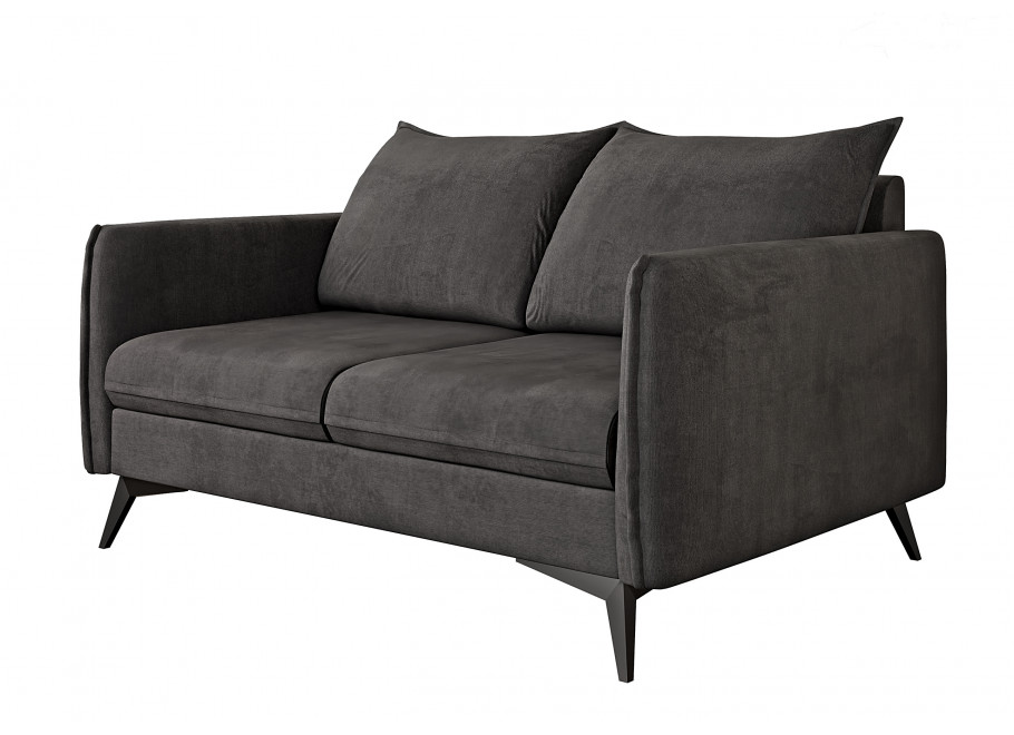 Grafitowa sofa dwuosobowa Verto High – elegancka, welurowa, na metalowych nogach