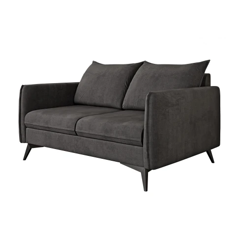 Grafitowa sofa dwuosobowa Verto High – elegancka, welurowa, na metalowych nogach