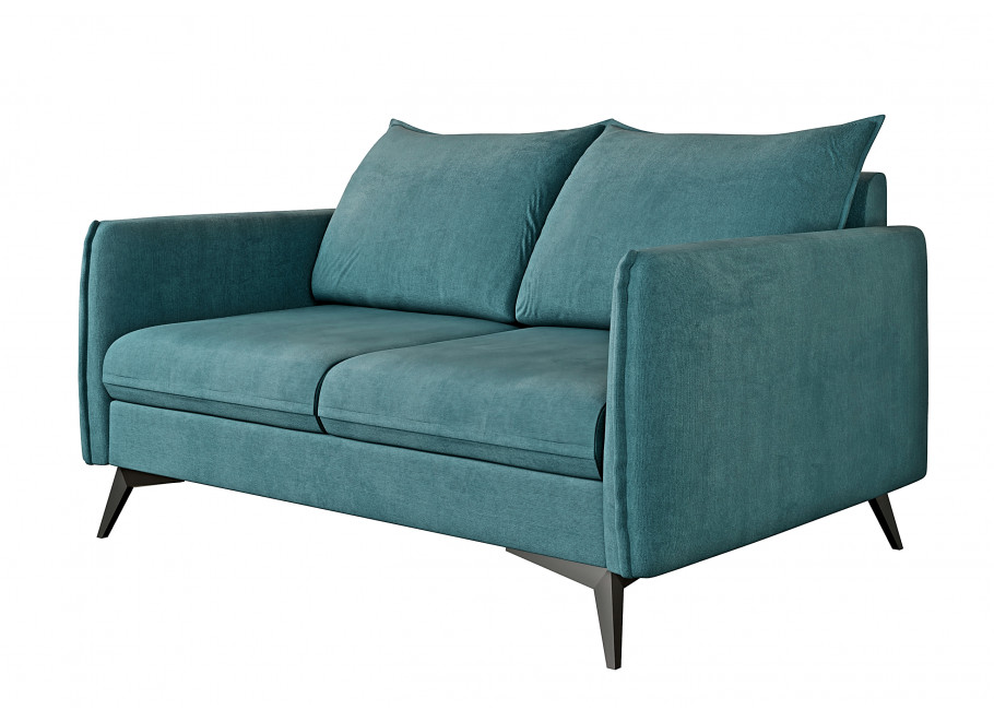 Nowoczesna sofa welurowa turkusowa – Verto High na metalowych nogach