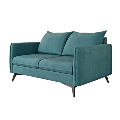 Nowoczesna sofa welurowa turkusowa – Verto High na metalowych nogach