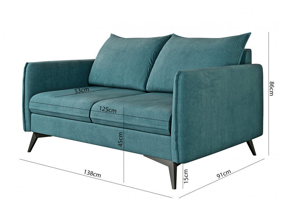 Nowoczesna sofa welurowa turkusowa – Verto High na metalowych nogach 4