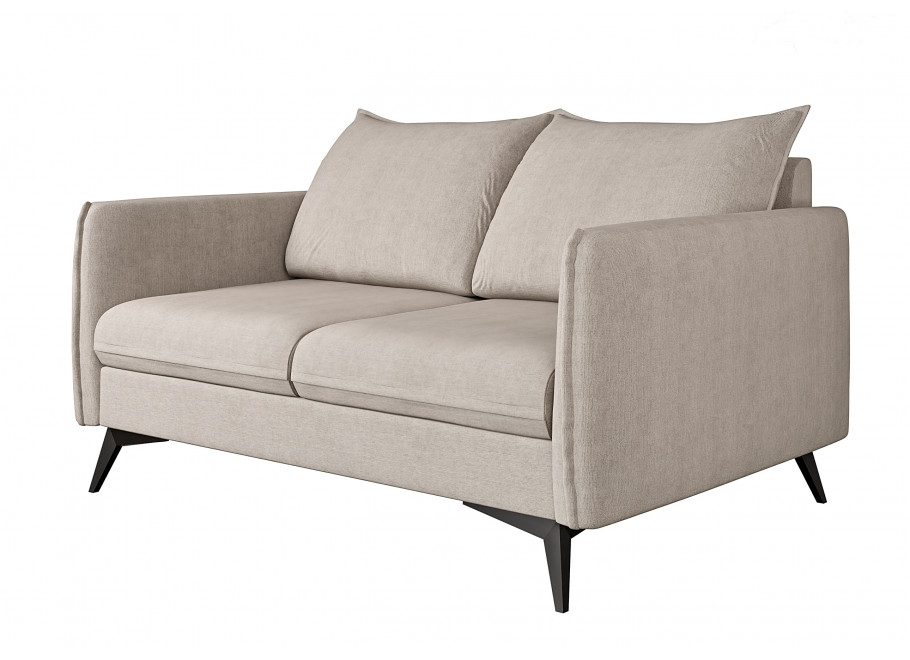 Sofa Verto High beżowa – welurowa, lekka forma na metalowych nóżkach