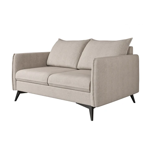 Sofa Verto High beżowa – welurowa, lekka forma na metalowych nóżkach