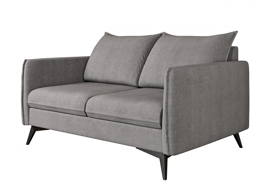 Wygodna sofa szara w welurze – Verto High dwuosobowa, na wysokich nogach