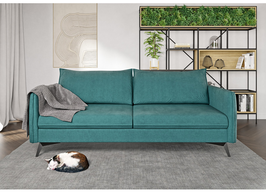 Verto High turkusowa – elegancka sofa na wysokich nóżkach, do salonu 3