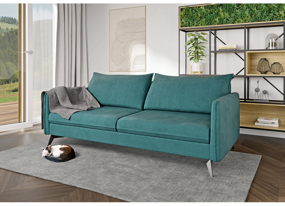 Verto High turkusowa – elegancka sofa na wysokich nóżkach, do salonu 2