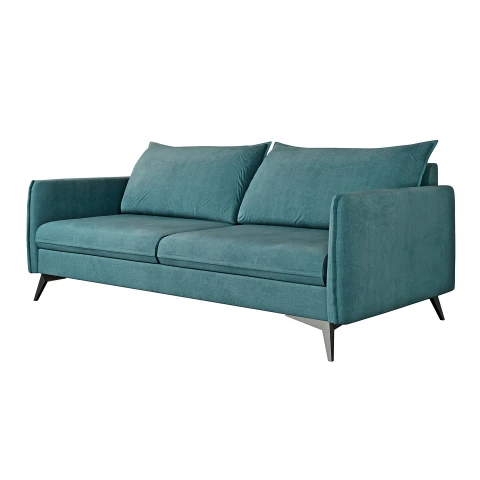 Verto High turkusowa – elegancka sofa na wysokich nóżkach, do salonu