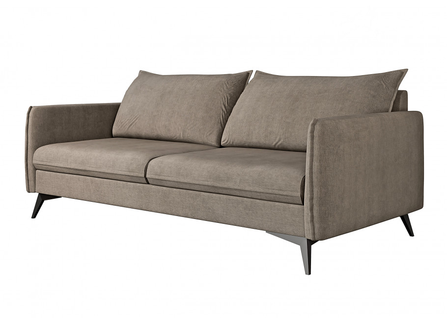 Szarobeżowa sofa trzyosobowa Verto High – welurowa, elegancka, na metalowych nóżkach