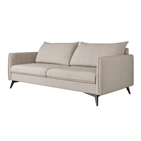 Trzyosobowa sofa beżowa Verto High – nowoczesna, wygodna, w tkaninie welurowej