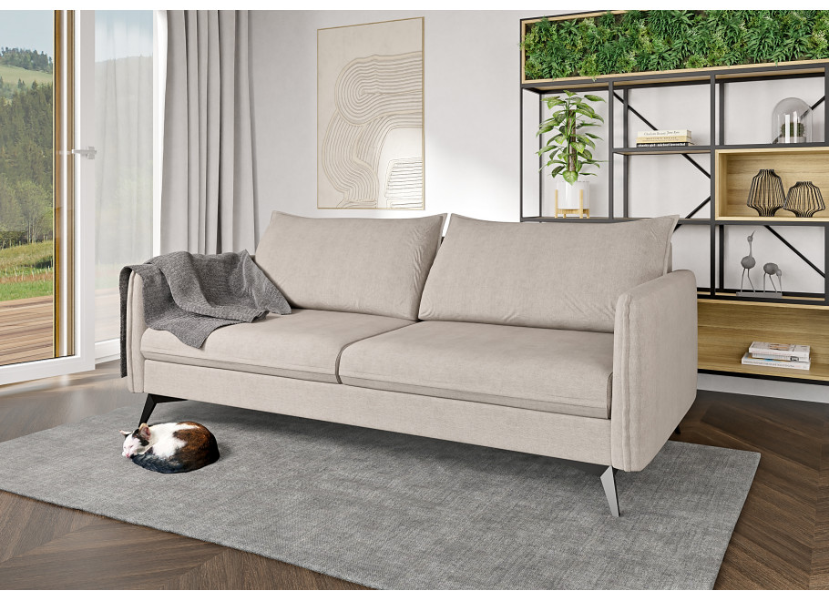 Trzyosobowa sofa beżowa Verto High – nowoczesna, wygodna, w tkaninie welurowej 2