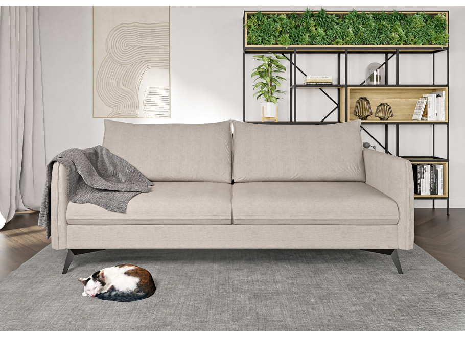 Trzyosobowa sofa beżowa Verto High – nowoczesna, wygodna, w tkaninie welurowej 4