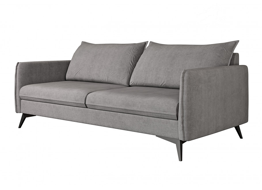 Szara sofa trzyosobowa Verto High – elegancka, welurowa, na wysokich metalowych nogach