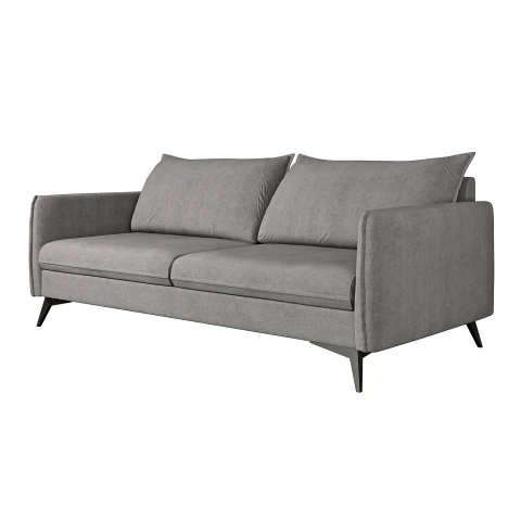 Szara sofa trzyosobowa Verto High – elegancka, welurowa, na wysokich metalowych nogach