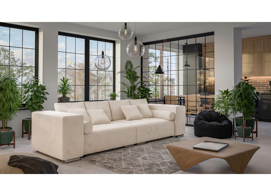 Sofa Lori 3-osobowa – beżowa z poduszkami do każdego wnętrza 2