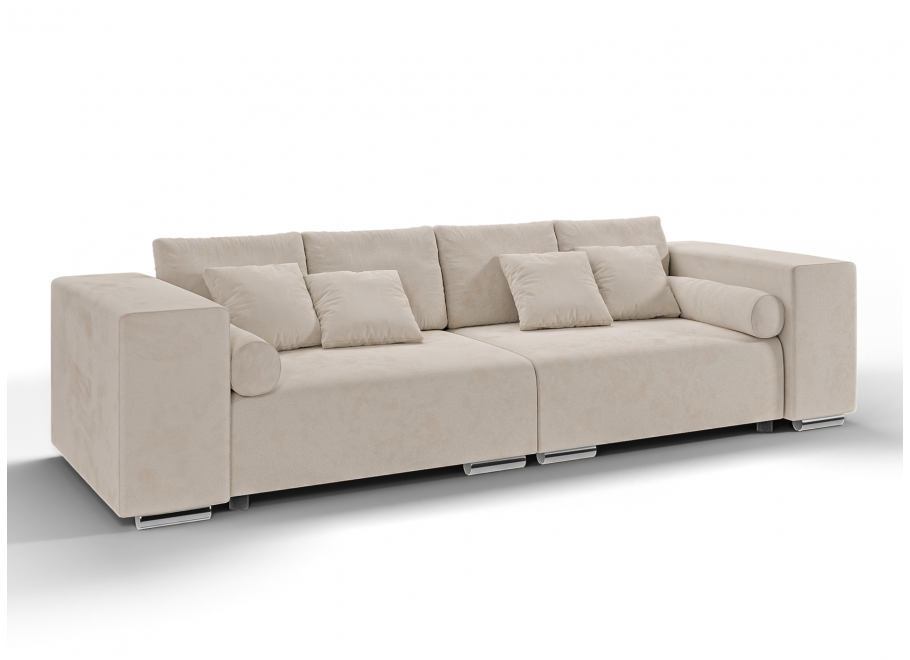 Sofa Lori 3-osobowa – beżowa z poduszkami do każdego wnętrza