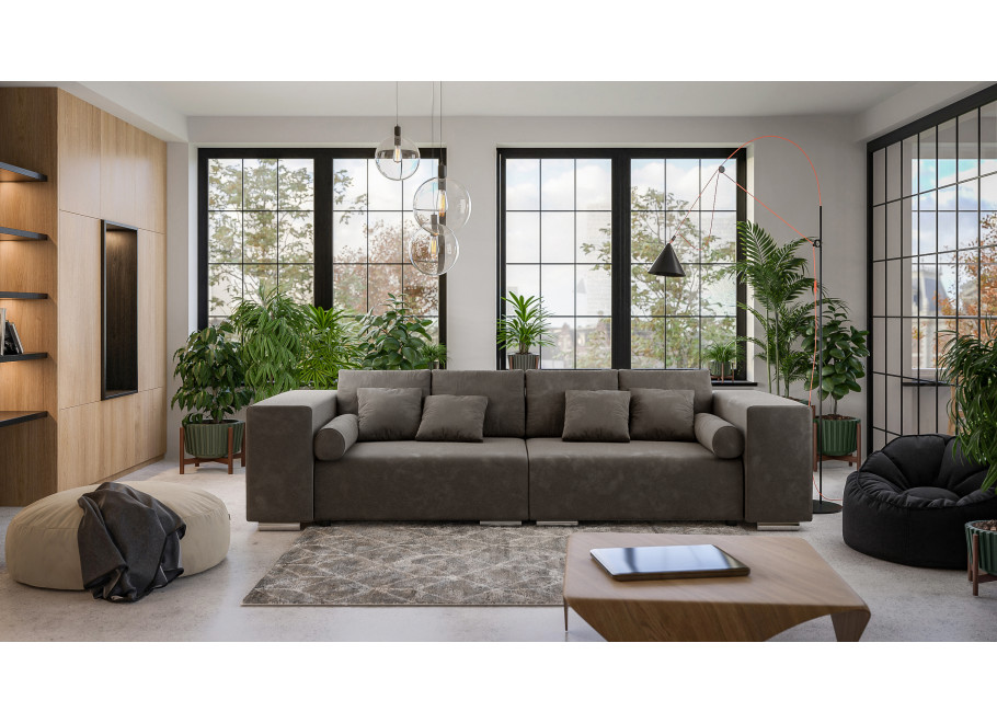 Brązowa sofa Lori z poduszkami – trzyosobowa, wygodna, do klasycznego i nowoczesnego salonu 3