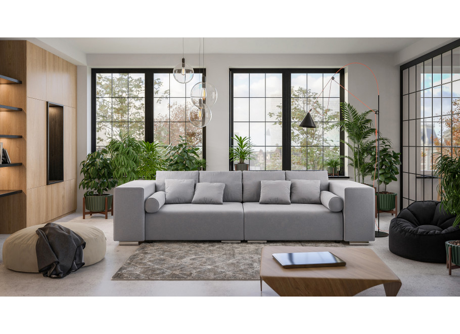 Szara sofa trzyosobowa Lori – nowoczesna, z funkcją spania i pojemnikiem na pościel 3