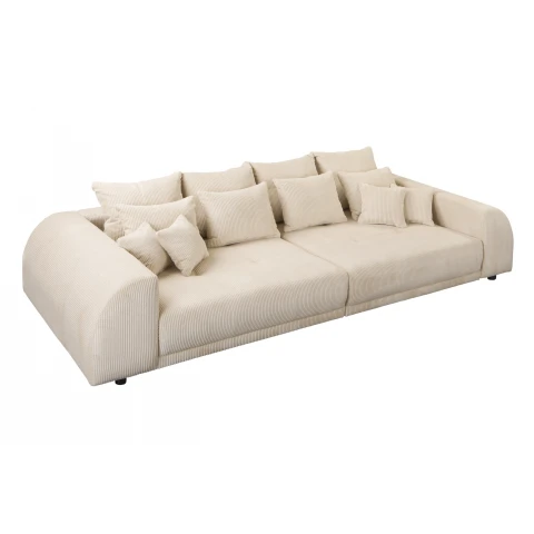 Sofa czteroosobowa Noemi – beżowy sztruks, wygodna, z poduszkami, idealna do salonu