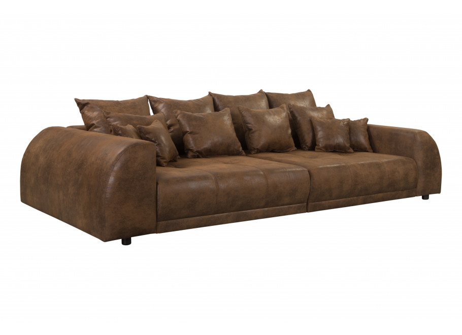 Sofa Noemi czteroosobowa – brązowa ekoskóra, wygodna, z poduszkami, do salonu 3