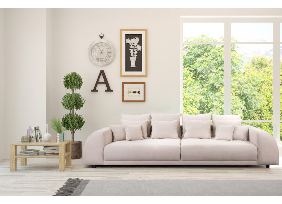 Czteroosobowa sofa Noemi w beżowym welurze – stylowa i komfortowa opcja do salonu 2