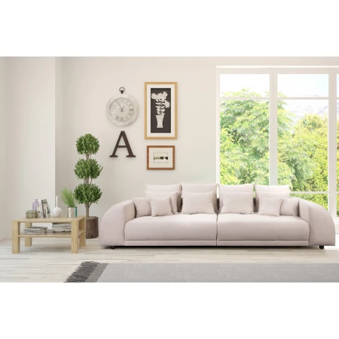 Czteroosobowa sofa Noemi w beżowym welurze – stylowa i komfortowa opcja do salonu