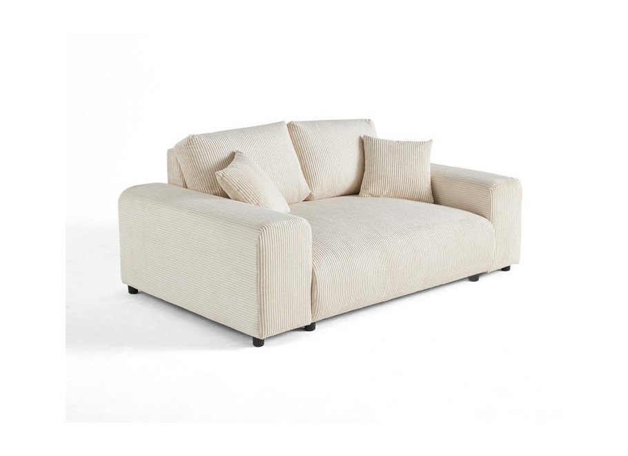 Nowoczesna sofa Candi – beżowy sztruks, z poduszkami, idealna do mniejszych przestrzeni 3