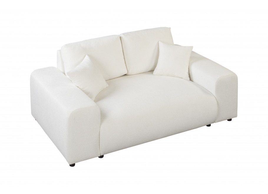 Sofa dwuosobowa Candi śmietankowa – nowoczesna, wygodna, z poduszkami, do salonu 3