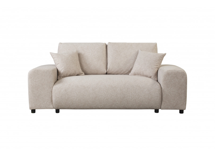 Sofa dwuosobowa Candi beżowa – wygodna, z poduszkami, nowoczesna propozycja do salonu 1