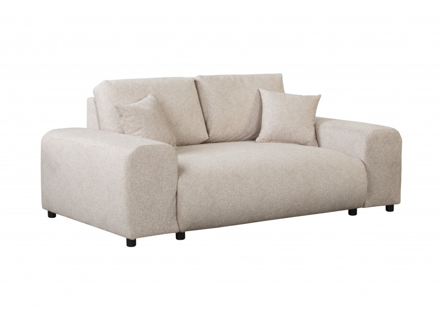 Sofa dwuosobowa Candi beżowa – wygodna, z poduszkami, nowoczesna propozycja do salonu 4