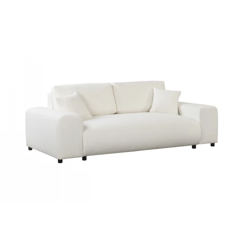 Sofa trzyosobowa Candi śmietankowa – nowoczesna, wygodna, z poduszkami, idealna do salonu