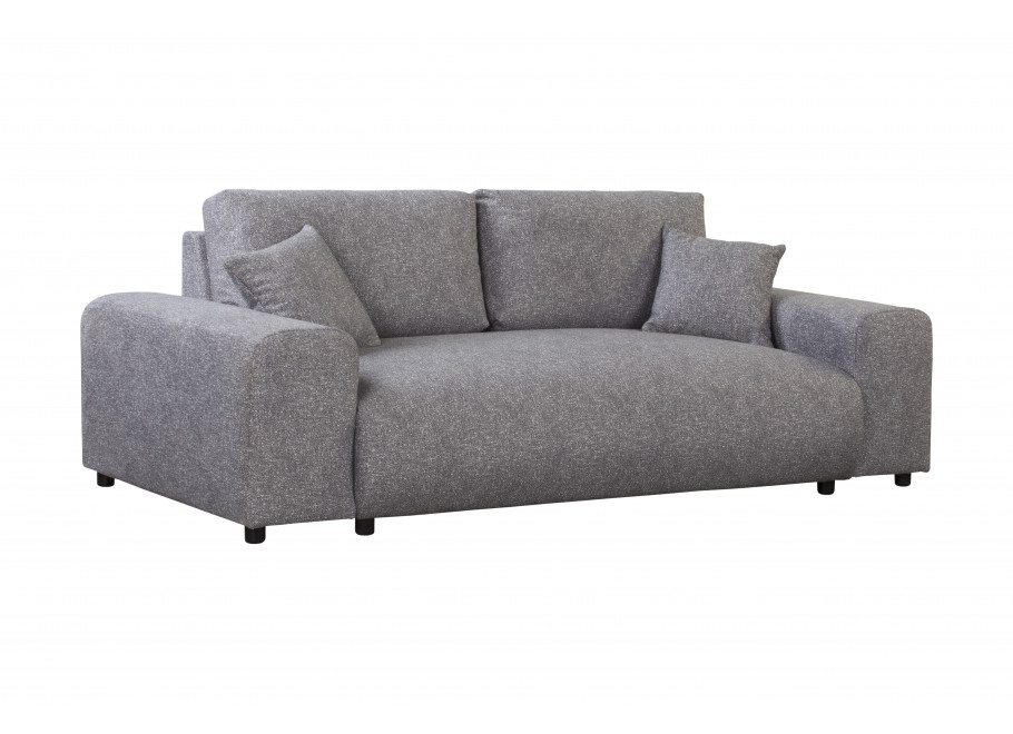 Sofa Candi szara – nowoczesna forma, trzyosobowa, z poduszkami, do mniejszych przestrzeni 2