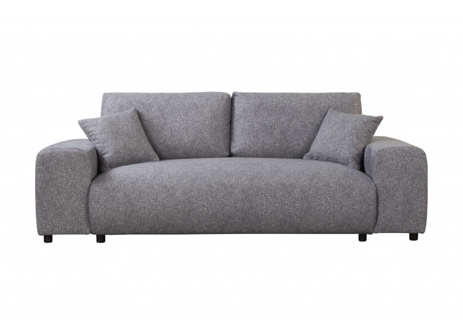 Sofa Candi szara – nowoczesna forma, trzyosobowa, z poduszkami, do mniejszych przestrzeni 4