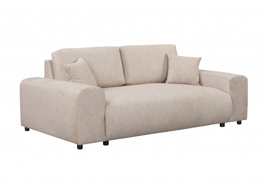 Beżowa sofa Candi – trzyosobowa, nowoczesna, z poduszkami, idealna do przytulnego salonu 1