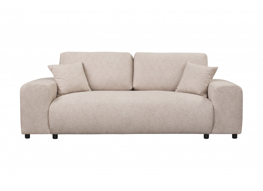 Beżowa sofa Candi – trzyosobowa, nowoczesna, z poduszkami, idealna do przytulnego salonu 4