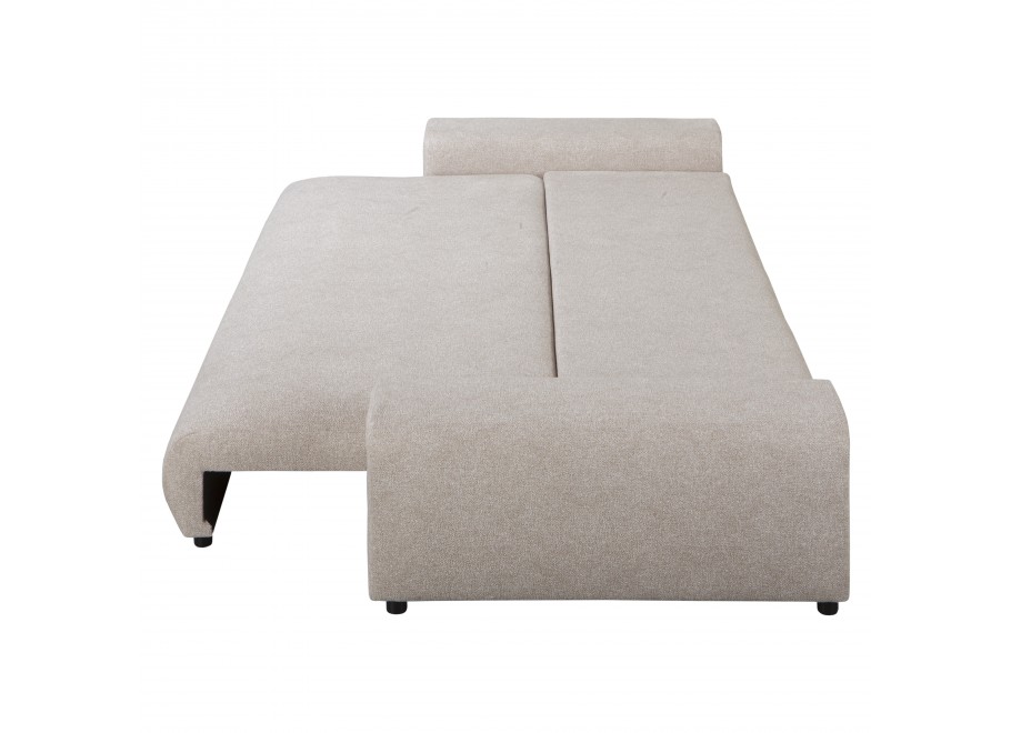 Beżowa sofa do salonu – Candi, czteroosobowa, z poduszkami i praktyczną funkcją spania 8