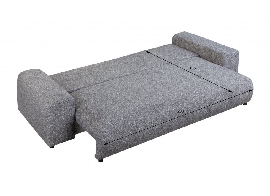 Sofa Candi 4-osobowa – szara tapicerka, nowoczesny styl, funkcja spania i pojemnik na pościel 8