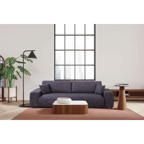 Wygodna sofa czteroosobowa Candi grafitowa z funkcją spania i pojemnikiem