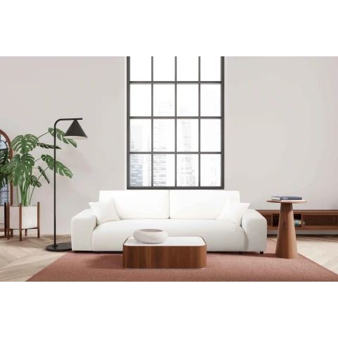 Sofa 4-osobowa Candi w śmietankowym kolorze – z funkcją spania, do jasnych wnętrz