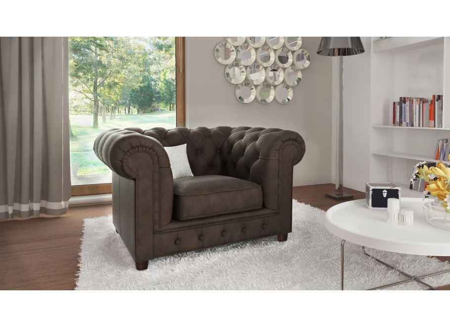Chesterfield fotel pikowany SOLARIS