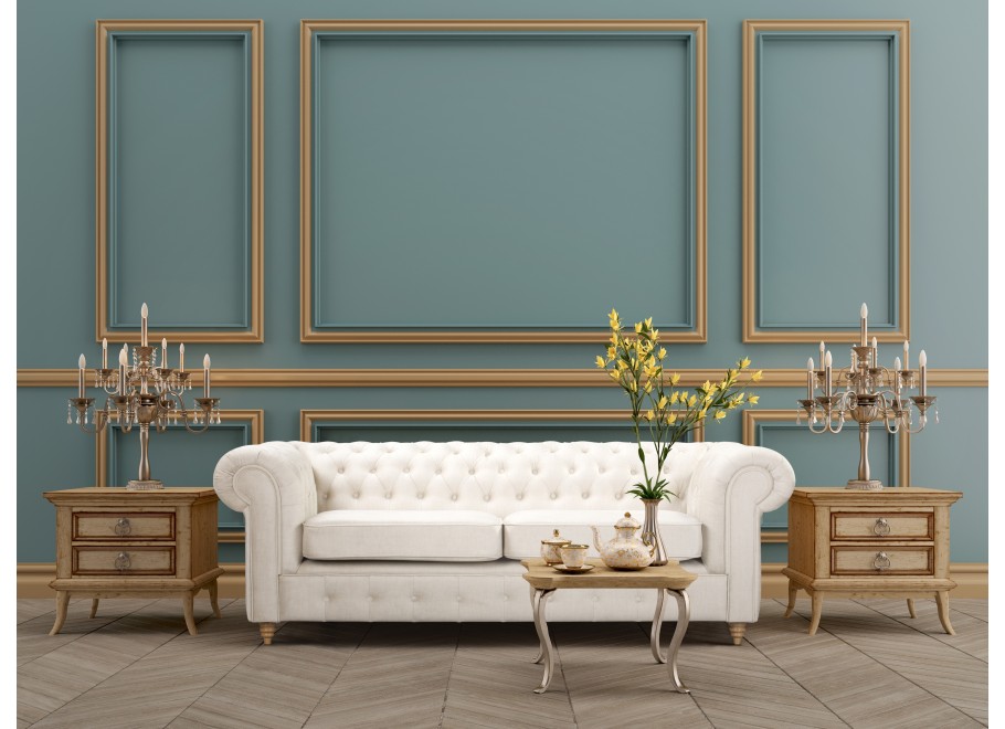 Beżowa sofa welurowa 2,5 osobowa z funkcją spania Fins - Vogue 01