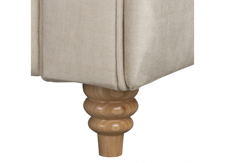 Beżowa sofa welurowa 2,5 osobowa z funkcją spania Fins - Vogue 01