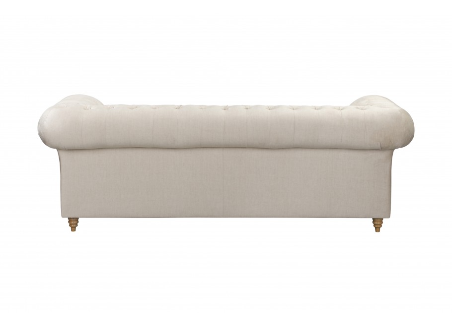 Beżowa sofa welurowa 2,5 osobowa z funkcją spania Fins - Vogue 01