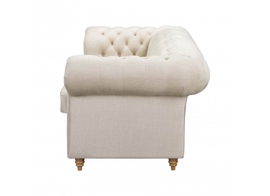 Beżowa sofa welurowa 2,5 osobowa z funkcją spania Fins - Vogue 01