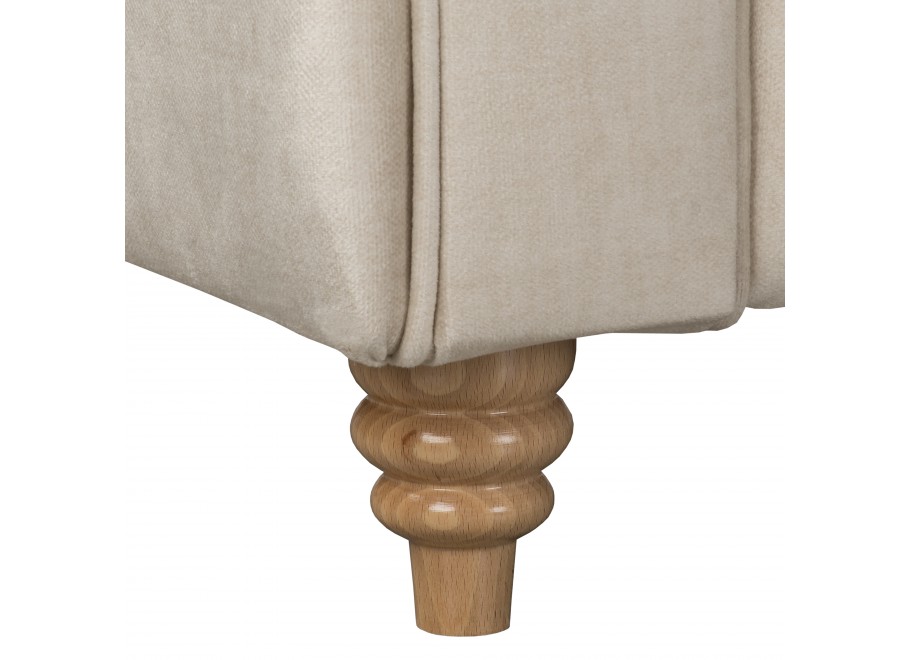 Beżowa sofa dwuosobowa pikowana Chesterfield z funkcją spania Fins - Vogue 01