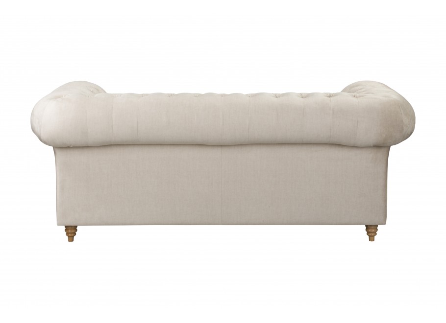 Beżowa sofa dwuosobowa pikowana Chesterfield z funkcją spania Fins - Vogue 01