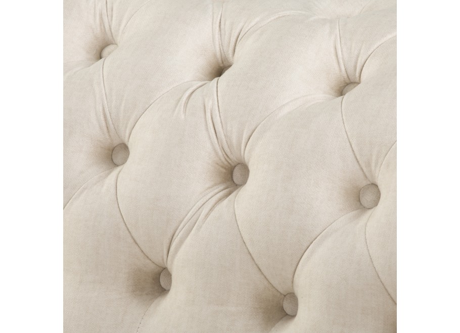 Beżowa sofa dwuosobowa pikowana Chesterfield z funkcją spania Fins - Vogue 01