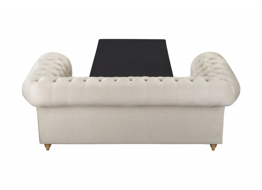 Beżowa sofa dwuosobowa pikowana Chesterfield z funkcją spania Fins - Vogue 01