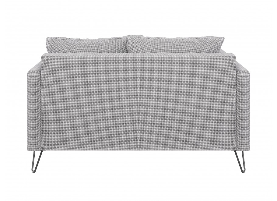 Szara sofa dwuosobowa Ovi z poduszkami na wysokich metalowych nogach - Flow 16